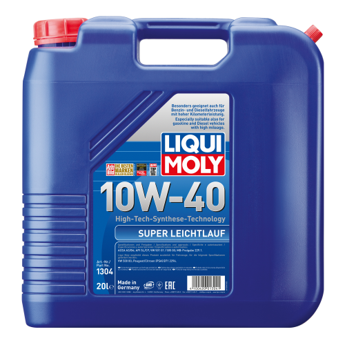 1304 LiquiMoly НС-синт. мот.масло Super Leichtlauf 10W-40 SN A3/B4 (20л) - 20 л 1304 LiquiMoly НС-синт. мот.масло Super Leichtlauf 10W-40 SN A3/B4 (20л) - 20 л