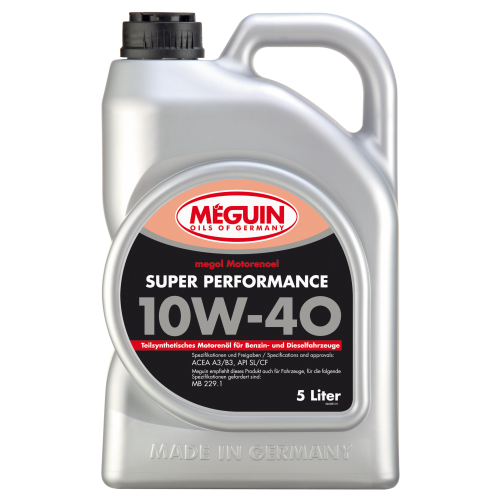4365 Meguin П/с. мот.масло Megol Motorenoel Super Performance 10W-40 CF/SL A3/B3 (5л) - 5 л 4365 Meguin П/с. мот.масло Megol Motorenoel Super Performance 10W-40 CF/SL A3/B3 (5л) - 5 л