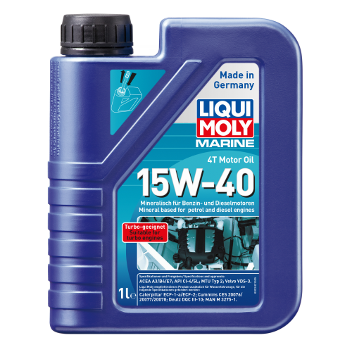 25015 LiquiMoly Мин. мот.масло д/лодок Marine 4T Motor Oil 15W-40 CI-4/SL A3/B4/E7 (1л) - 1 л 25015 LiquiMoly Мин. мот.масло д/лодок Marine 4T Motor Oil 15W-40 CI-4/SL A3/B4/E7 (1л) - 1 л