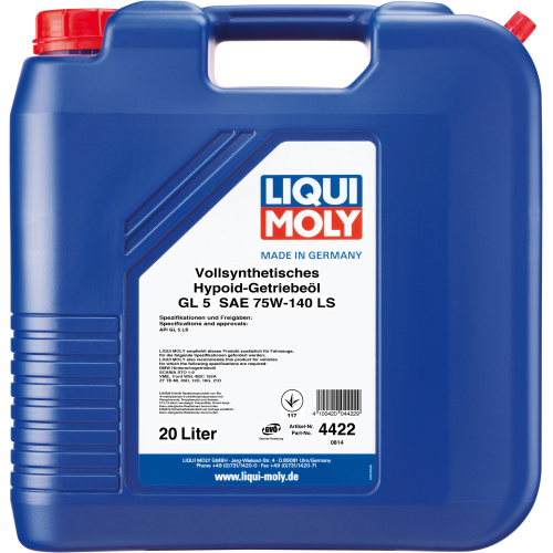 4422 LiquiMoly Синт. тр.масло Vollsynth.Hypoid-Getrieb. LS 75W-140 GL-5 (20л) - 20 л 4422 LiquiMoly Синт. тр.масло Vollsynth.Hypoid-Getrieb. LS 75W-140 GL-5 (20л) - 20 л