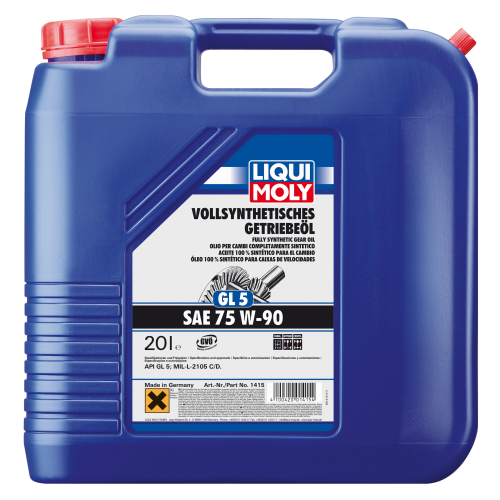 1415 LiquiMoly Синт. тр.масло Vollsynthetisches Getrieb. 75W-90 GL-5 (20л) - 20 л 1415 LiquiMoly Синт. тр.масло Vollsynthetisches Getrieb. 75W-90 GL-5 (20л) - 20 л
