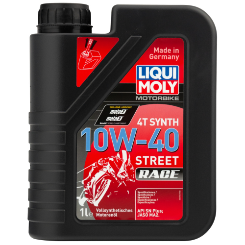 20753 LiquiMoly Синт-ое мот.масло д/4-т.мотоц. Motorbike 4T Synth Street Race 10W-40 SN Plus MA2 (1л) - 1 л 20753 LiquiMoly Синт-ое мот.масло д/4-т.мотоц. Motorbike 4T Synth Street Race 10W-40 SN Plus MA2 (1л) - 1 л