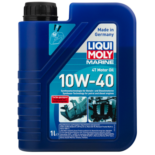 25012 LiquiMoly НС-синт. мот.масло д/лодок Marine 4T Motor Oil 10W-40 CI-4/SL A3/B4/E7 (1л) - 1 л