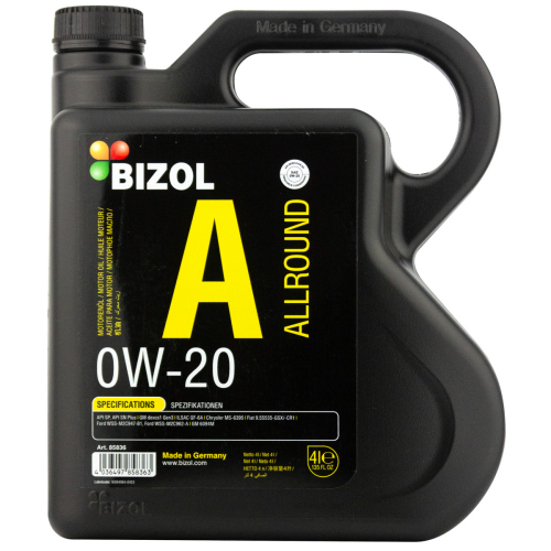 85836 BIZOL НС-синт. мот.масло Allround 0W-20 SP GF-6A (4л) - 4 л 85836 BIZOL НС-синт. мот.масло Allround 0W-20 SP GF-6A (4л) - 4 л