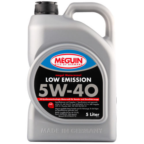 6574 Meguin НС-синт. мот.масло Megol Motorenoel Low Emission 5W-40 CF/SN C3 (5л) - 5 л 6574 Meguin НС-синт. мот.масло Megol Motorenoel Low Emission 5W-40 CF/SN C3 (5л) - 5 л