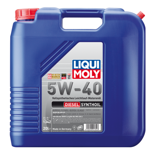 1342 LiquiMoly Синт. мот.масло Diesel Synthoil 5W-40 CF A3/B4 (20л) - 20 л 1342 LiquiMoly Синт. мот.масло Diesel Synthoil 5W-40 CF A3/B4 (20л) - 20 л