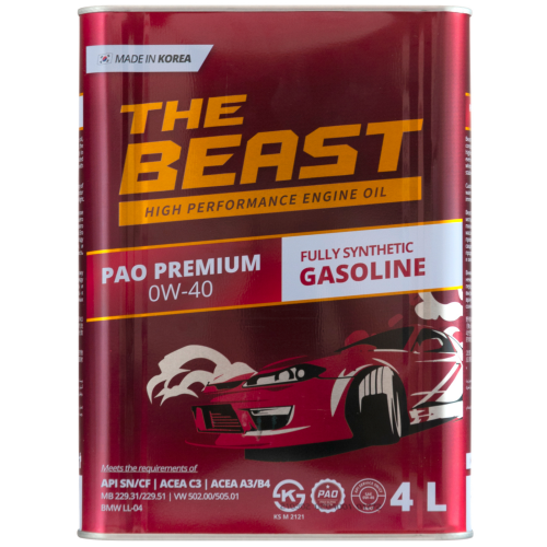 E0111L04U1 THE BEAST Синт-ое мот.масло PAO PREMIUM 0W-40 (4л) - 4 л E0111L04U1 THE BEAST Синт-ое мот.масло PAO PREMIUM 0W-40 (4л) - 4 л