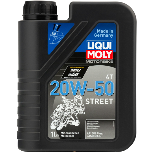 1500 LiquiMoly Мин. мот.масло д/4-т.мотоц. Motorbike 4T Street 20W-50 SN Plus MA2 (1л) - 1 л 1500 LiquiMoly Мин. мот.масло д/4-т.мотоц. Motorbike 4T Street 20W-50 SN Plus MA2 (1л) - 1 л